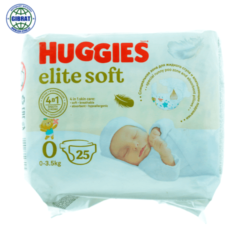 Подгузники HUGGIES, размер-0, в упаковке-25шт.