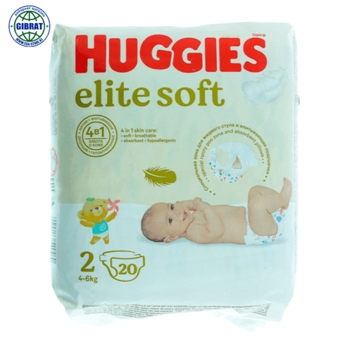 Подгузники HUGGIES, размер-2, в упаковке-20шт.