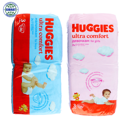 Подгузники HUGGIES, размер-3, в упаковке-56шт.