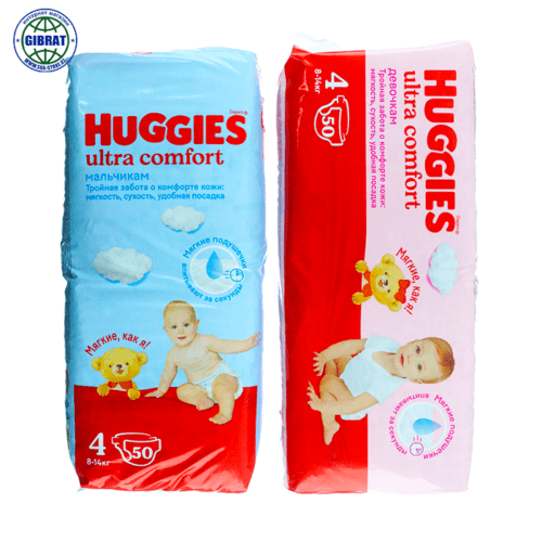 Подгузники HUGGIES, размер-4, в упаковке-50шт.