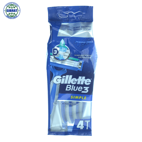 Бритва одноразовая GILLETTE BLUE 3, в упаковке-4шт.